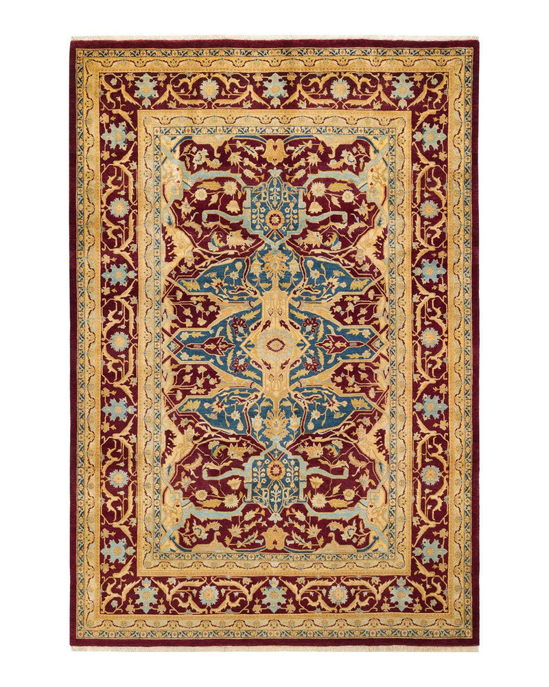 One-of-a-Kind Imported Hand-knotted Area Rug  - Purple, 6' 1" x 9' 0" - Modern Rug Importers