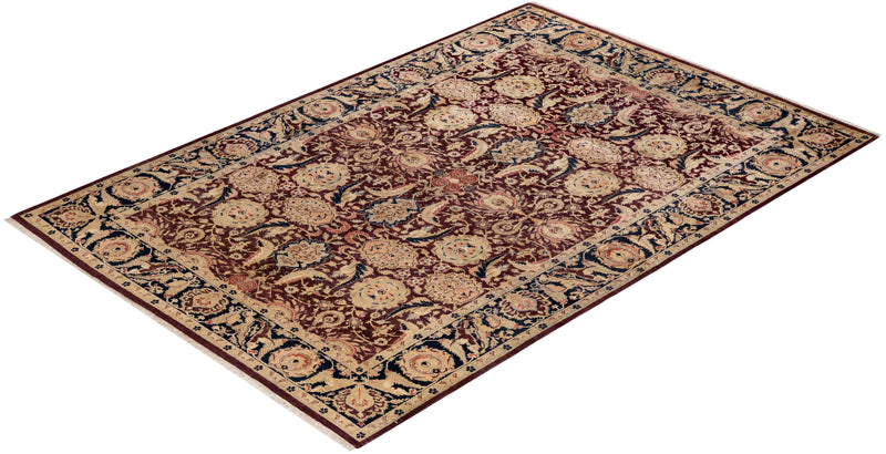 One-of-a-Kind Imported Hand-knotted Area Rug  - Red,  6' 1" x 9' 1" - Modern Rug Importers