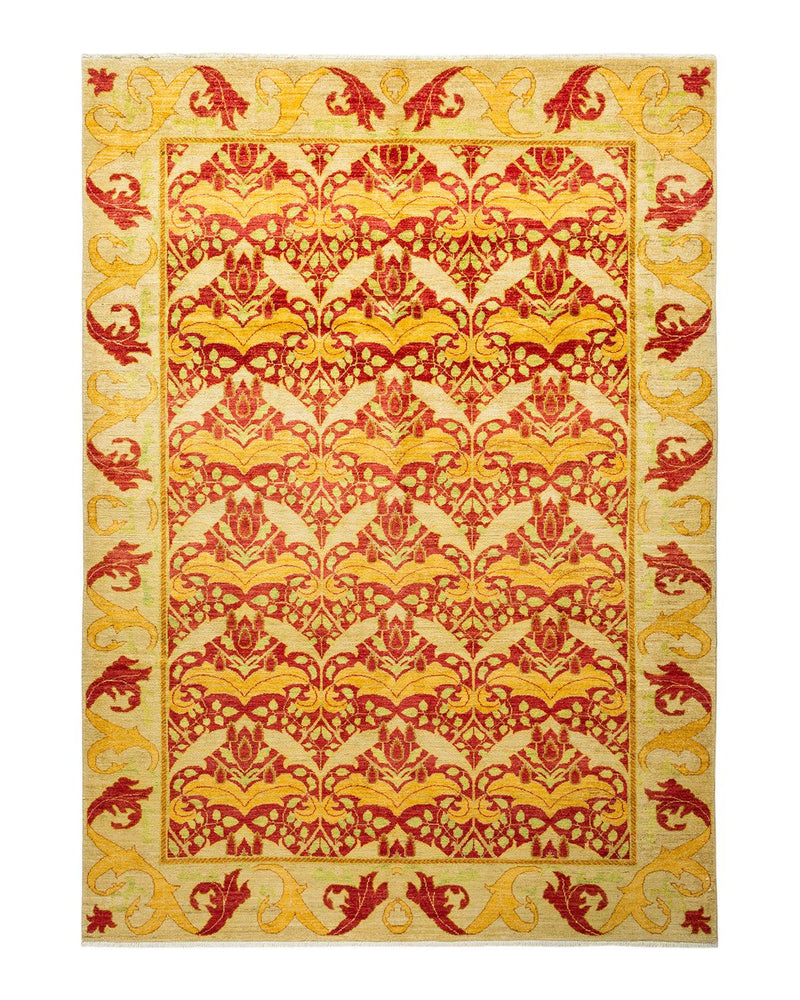 One-of-a-Kind Imported Hand-knotted Area Rug  - Red, 6' 3" x 8' 9" - Modern Rug Importers