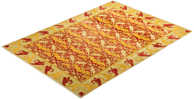 One-of-a-Kind Imported Hand-knotted Area Rug  - Red, 6' 3" x 8' 9" - Modern Rug Importers