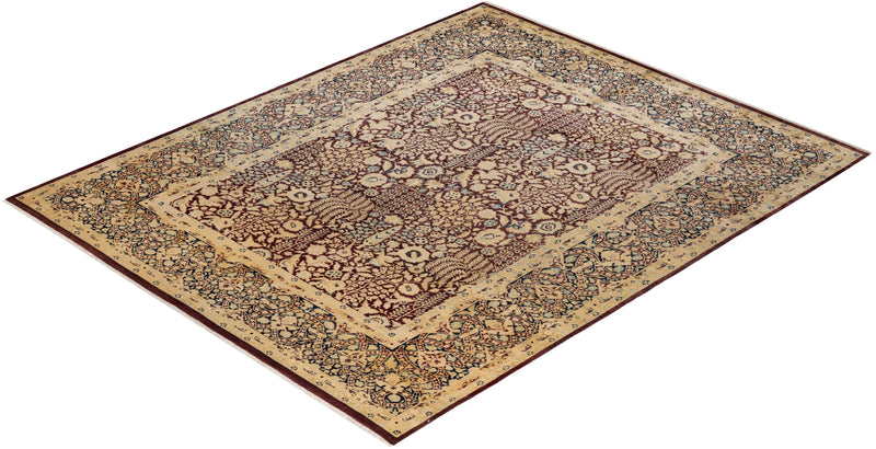 One-of-a-Kind Imported Hand-Knotted Area Rug  - Red, 8' 1" x 10' 2" - Modern Rug Importers