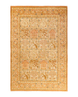 One-of-a-Kind Imported Hand-Knotted Area Rug  - Yellow, 6' 1" x 9' 1" - Modern Rug Importers