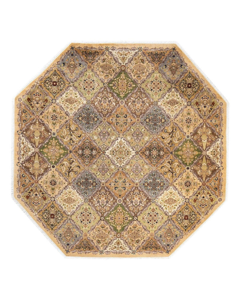 One-of-a-Kind Imported Hand-Knotted Area Rug  - Yellow, 7' 1" x 7' 1" - Modern Rug Importers