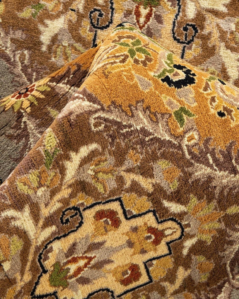 One-of-a-Kind Imported Hand-Knotted Area Rug  - Yellow, 7' 1" x 7' 1" - Modern Rug Importers