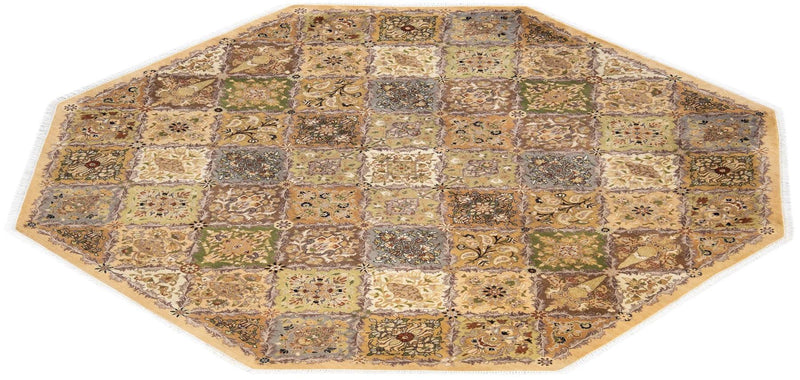 One-of-a-Kind Imported Hand-Knotted Area Rug  - Yellow, 7' 1" x 7' 1" - Modern Rug Importers