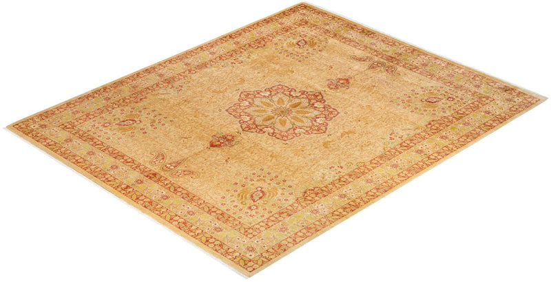 One-of-a-Kind Imported Hand-Knotted Area Rug  - Yellow, 8' 2" x 9' 10" - Modern Rug Importers