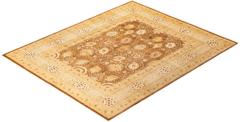 One-of-a-Kind Imported Hand-Knotted Area Rug  - Yellow, 8' 3" x 10' 2" - Modern Rug Importers