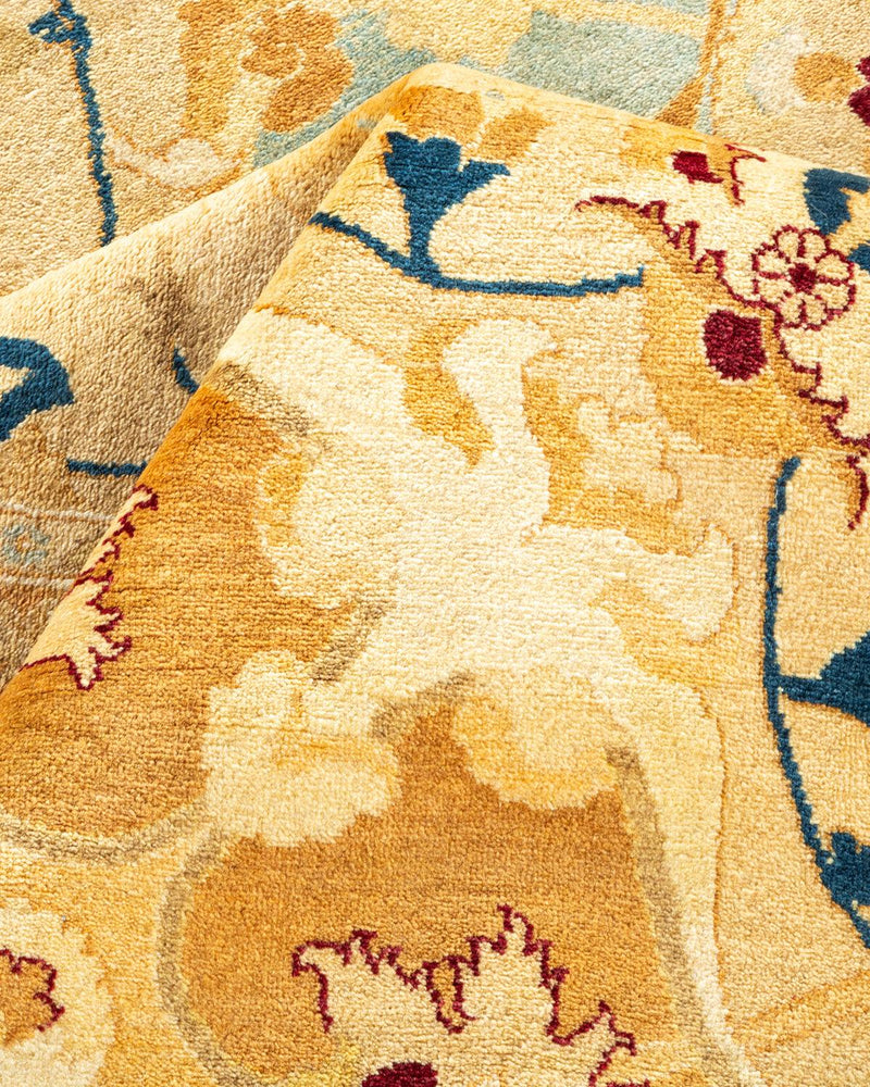 One-of-a-Kind Imported Hand-knotted Area Rug  - Yellow, 9' 1" x 11' 10" - Modern Rug Importers