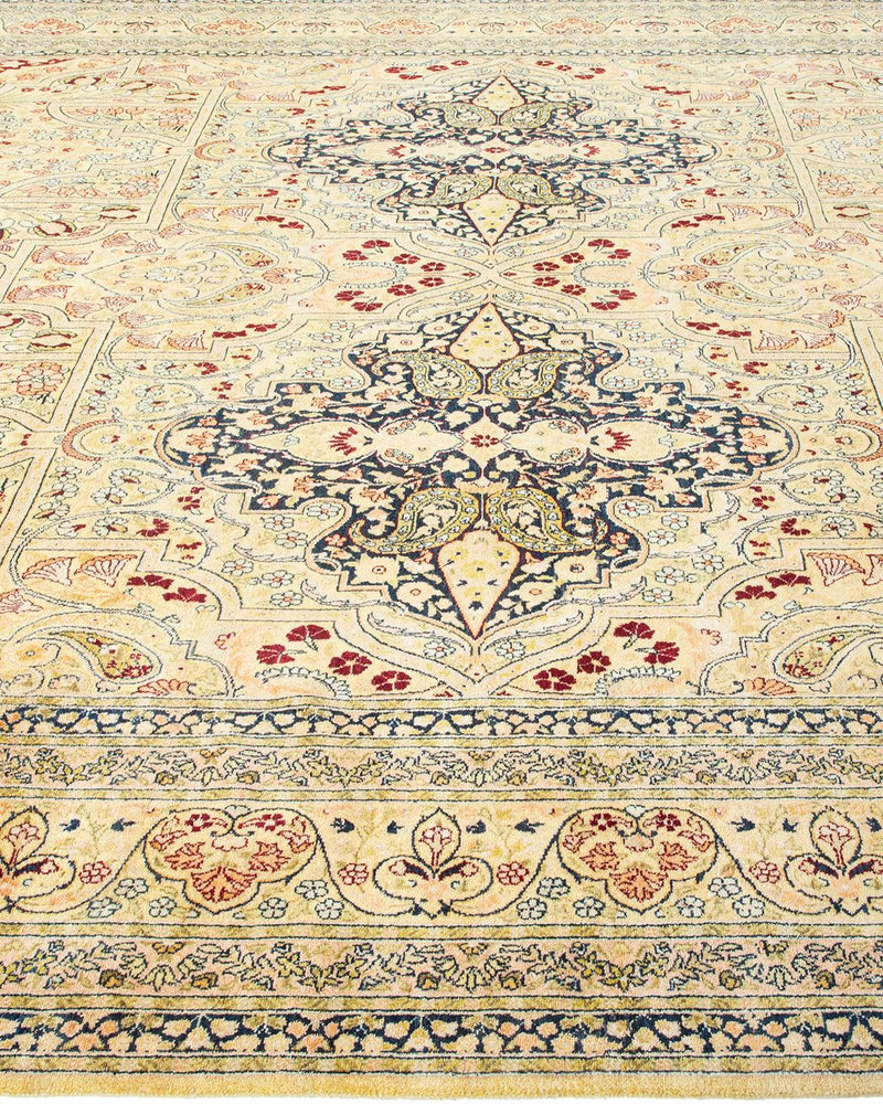 One-of-a-Kind Imported Hand-Knotted Area Rug  - Yellow, 9' 1" x 12' 5" - Modern Rug Importers