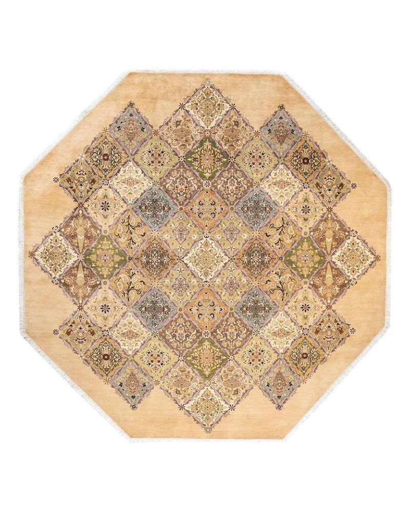 One-of-a-Kind Imported Hand-Knotted Area Rug  - Yellow, 9' 1" x 9' 1" - Modern Rug Importers