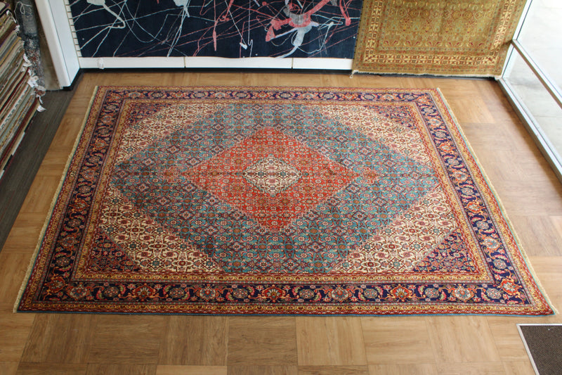 Persian Mahi Design Tabriz Hand Knotted Rug