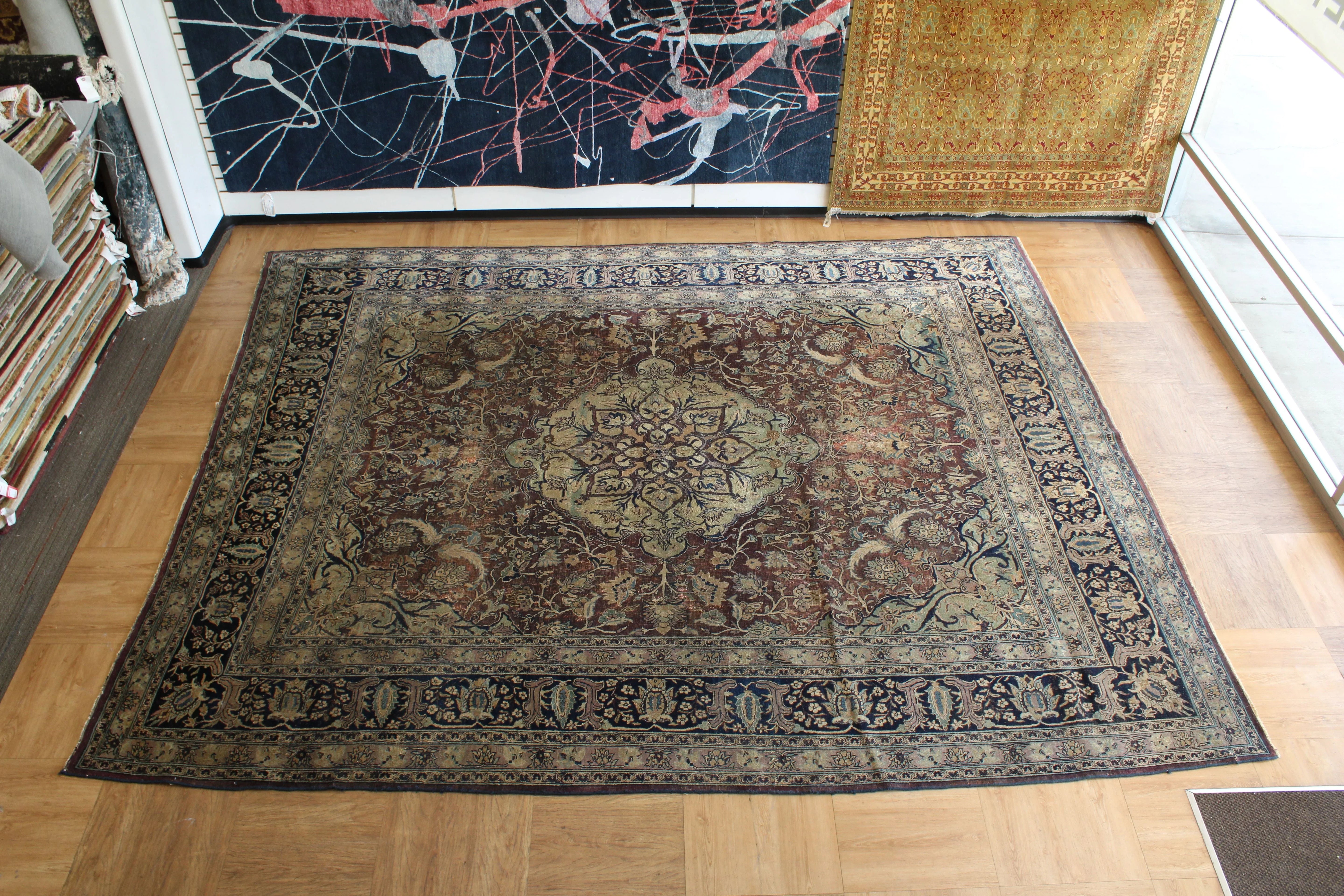 Persian Antique Mashad Hand Knotted Rug