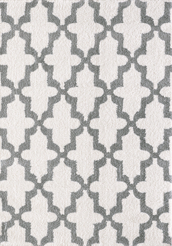 SILKY SHAG 5906-110 WHITE/SILVER - Modern Rug Importers