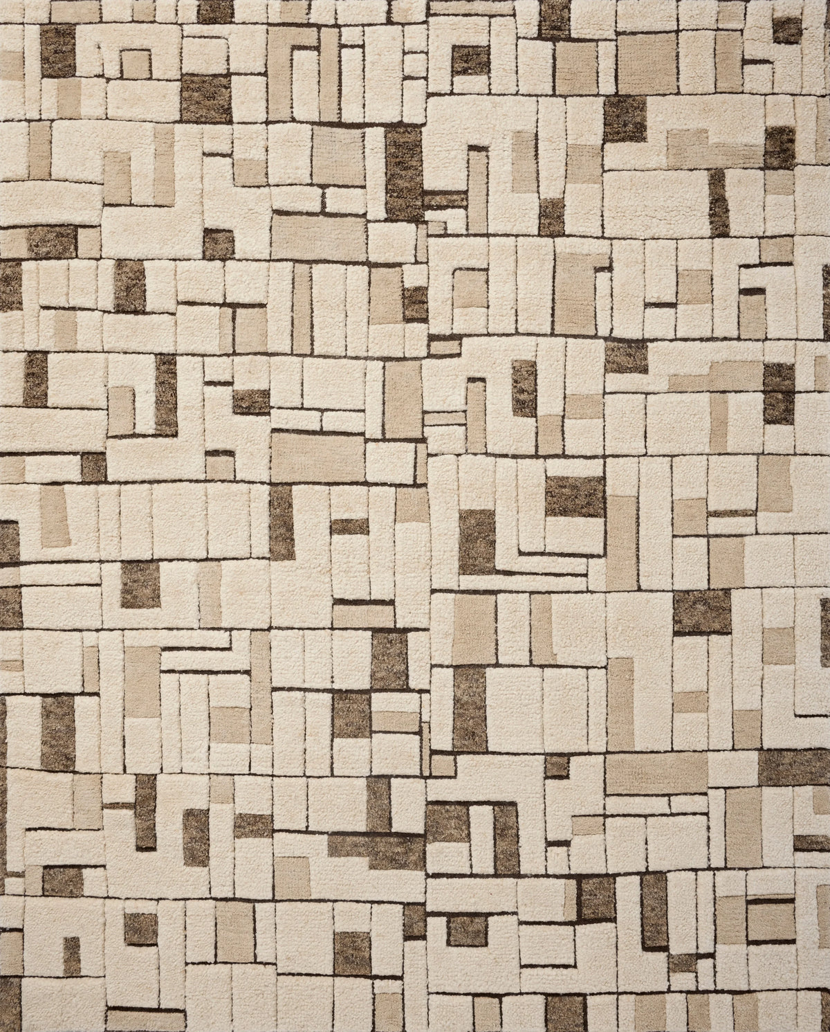 Hand-Knotted Geometric Wool Rug with Interlocking Patterns – Zen ...