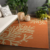Jaipur Living Bough Out Indoor/ Outdoor Floral Orange/ Taupe Area Rug - Modern Rug Importers