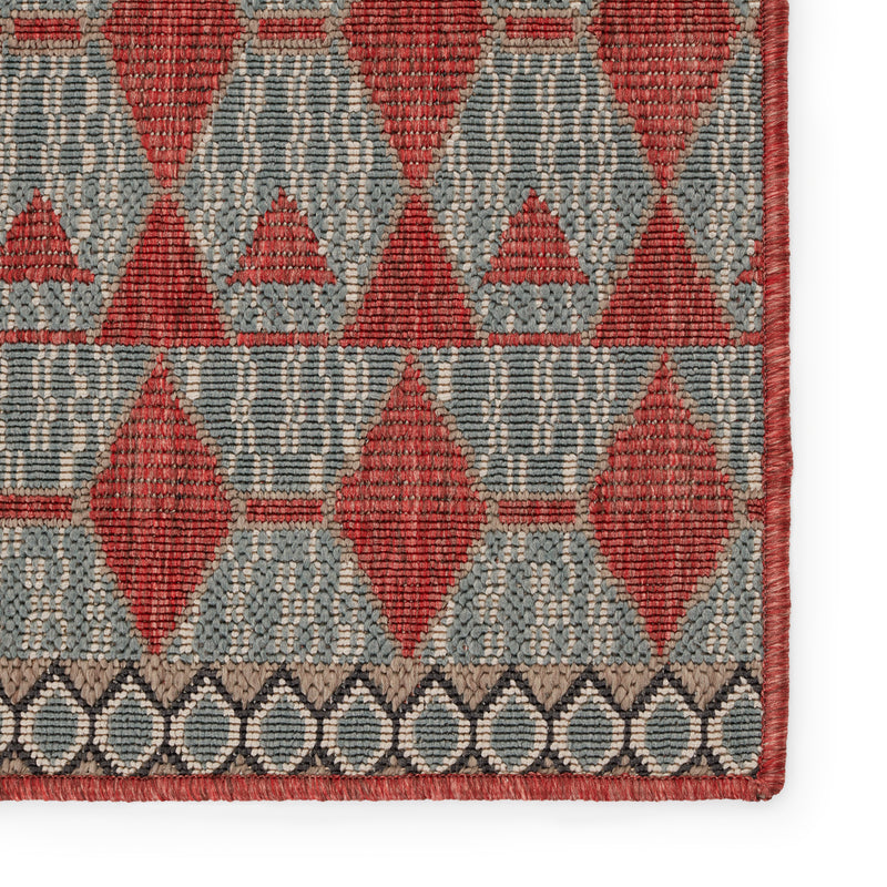 Vibe by Jaipur Living Maji Indoor/ Outdoor Geometric Red/ Sea Green Area Rug - Modern Rug Importers