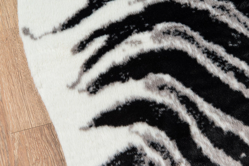 Acadia Black Zebra Designer Animal Print Area Rug - Modern Rug Importers