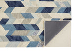 Arazad Tufted Rug, Graphic Chevrons, Cobalt Blue, 9ft-6in x 13ft-6in Area Rug - Modern Rug Importers