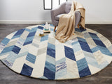 Arazad Tufted Rug, Graphic Chevrons, Cobalt Blue, 9ft-6in x 13ft-6in Area Rug - Modern Rug Importers