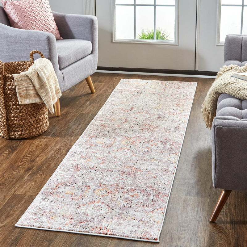 Armant Bohemian Distressed Ornamental Area Rug, Pink/Gray, 5ft - 3in x 7ft - 6in - Modern Rug Importers