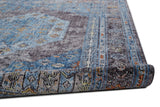 Armant Medallion Distressed Area Rug, Azure Blue/Light Gray, 5ft-3in x 7ft-6in - Modern Rug Importers