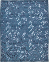 Bella High/Low Floral Wool Rug, Vallarta Blue/Ice Blue, 9ft x 12ft Area Rug - Modern Rug Importers