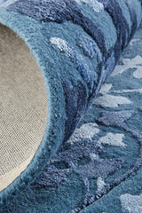Bella High/Low Floral Wool Rug, Vallarta Blue/Ice Blue, 9ft x 12ft Area Rug - Modern Rug Importers
