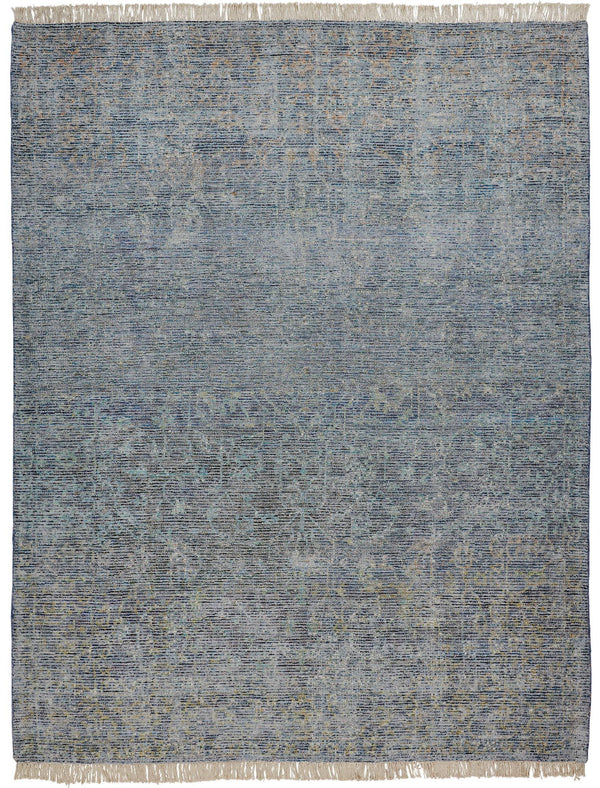 Caldwell Vintage Space Dyed Wool Rug, Aegean Blue/Gray, 5ft x 7ft - 6in Area Rug - Modern Rug Importers