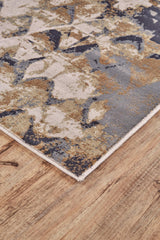Cannes Lustrous Textured Rug, Natural Tan/Navy Blue, 5ft x 8ft Area Rug - Modern Rug Importers