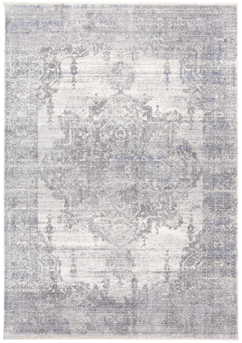 Cecily Luxury Distressed Medallion Rug, Light Gray/Blue, 3ft x 5ft Accent Rug - Modern Rug Importers