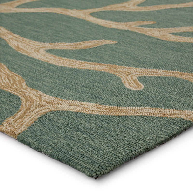 Jaipur Living Coral Indoor/ Outdoor Abstract Teal/ Tan Area Rug - Modern Rug Importers