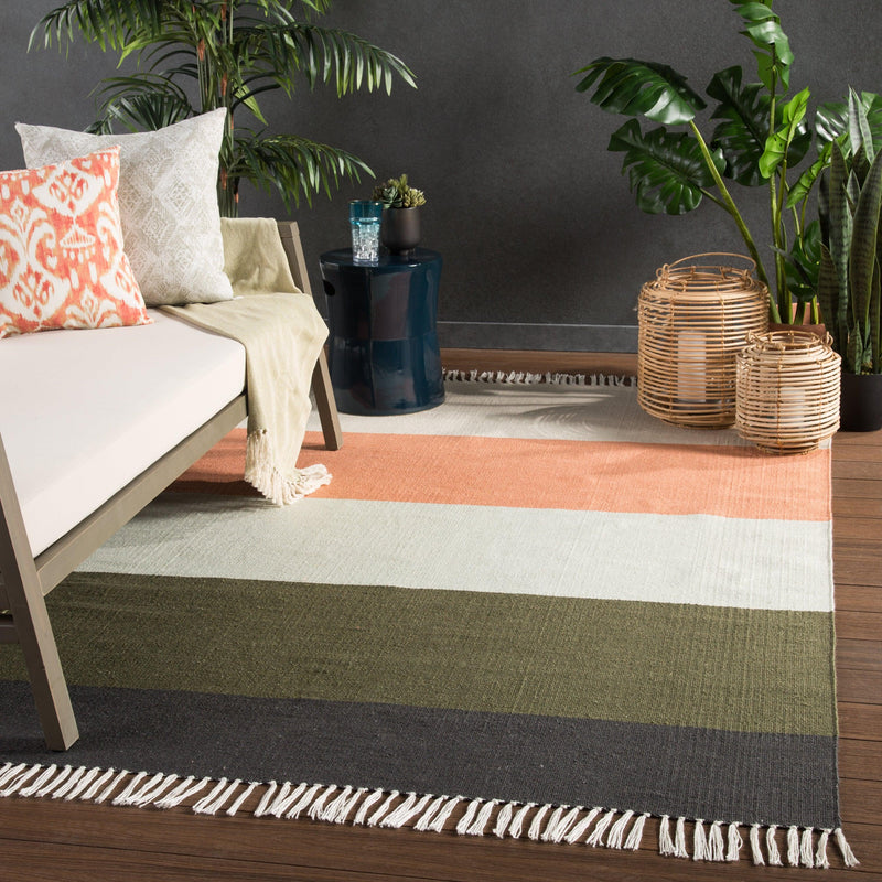Jaipur Living Swane Indoor/ Outdoor Striped Coral/ Green Area Rug - Modern Rug Importers