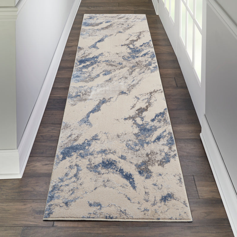 Nourison Silky Textures SLY03 Blue/Ivory/Grey Indoor Rug