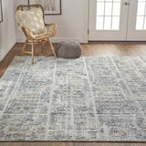 Elias Luxe Abstract Rug, High/Low, Dusty Blue/Taupe, 5ft x 8ft Area Rug - Modern Rug Importers