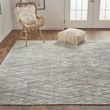 Elias Luxe Abstract Rug, High/Low, Silver Gray/Dusty Blue, 5ft x 8ft Area Rug - Modern Rug Importers