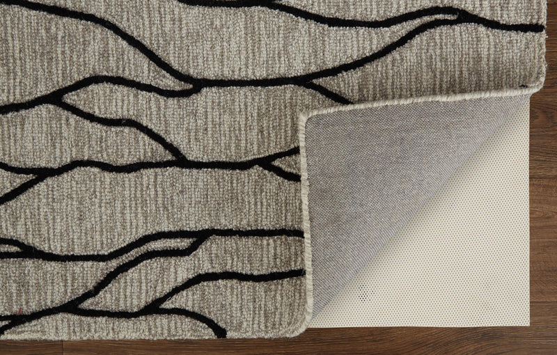 Enzo Handmade Minimalist Wool Rug, Warm Taupe/Ivory, 5ft x 8ft Area Rug - Modern Rug Importers