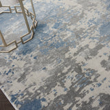 Nourison Rustic Textures RUS08 Grey/Blue Painterly Indoor Rug