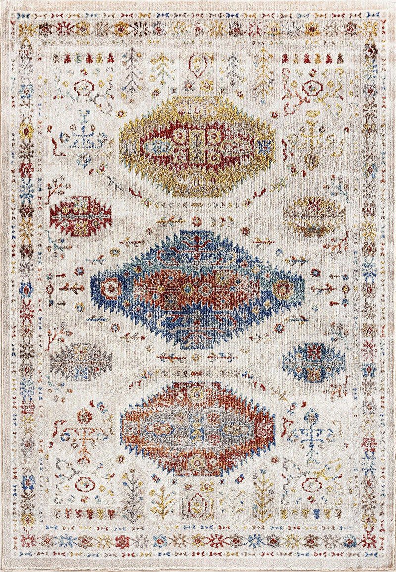 FALCON 6804-999 IVORY GREY BLUE RED GOLD - Modern Rug Importers