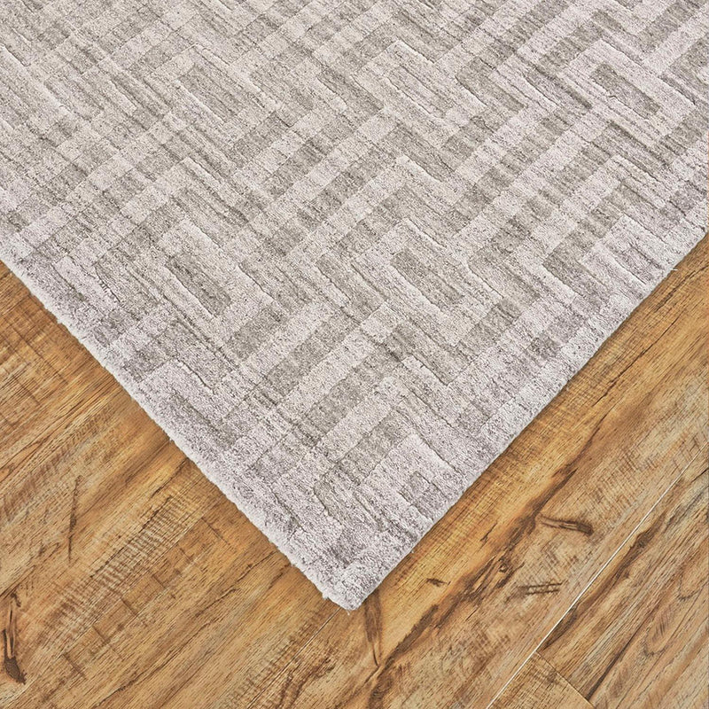 Gramercy Luxe Viscose Area Rug, High-low Pile, Light Silver, 5ft-6in x 8ft-6in - Modern Rug Importers