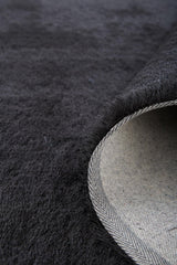 Indochine Plush Shag Rug, Metallic Sheen, Noir Black, 7ft-6in x 9ft-6in Area Rug - Modern Rug Importers