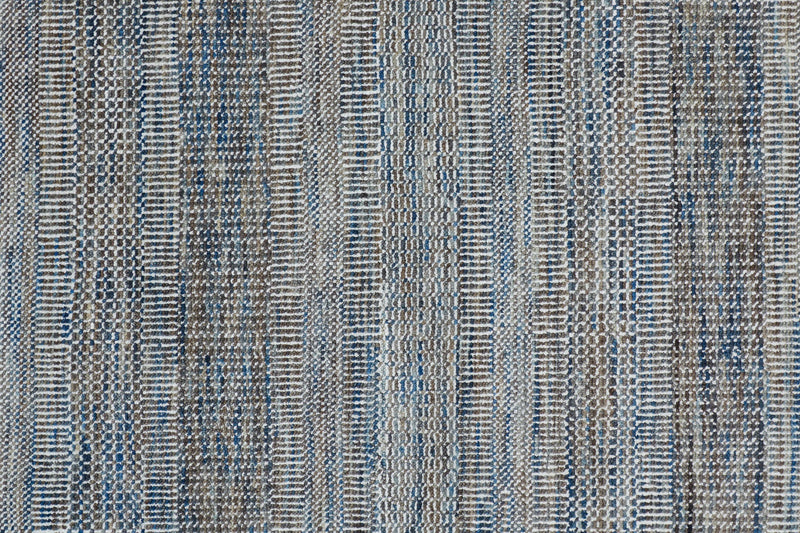 Janson Classic Striped Rug, Warm Gray/Bright Blue, 5ft-6in x 8ft-6in Area Rug - Modern Rug Importers
