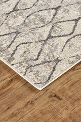 Kano Contemporary Distressed Rug, Beige/Charcoal, 5ft - 3in x 7ft - 6in Area Rug - Modern Rug Importers