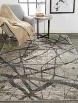 Kano Modern Abstract Rug, Warm Gray/Charcoal, 4ft - 3in x 6ft - 3in Area Rug - Modern Rug Importers