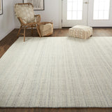 Keaton Handmade Wool Rug, Neutral Stripe, Light Gray, 9ft x 12ft Area Rug - Modern Rug Importers