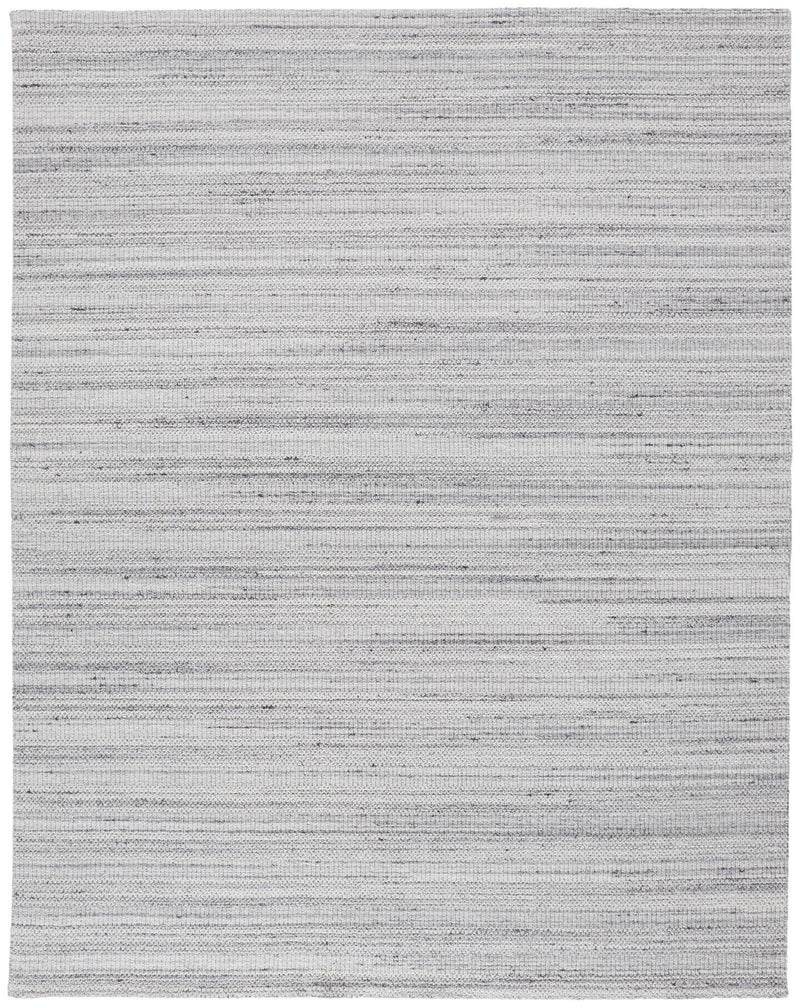 Keaton Handmade Woolt Area Rug, Neutral Stripe, Light Gray/Silver, 9ft x 12ft - Modern Rug Importers