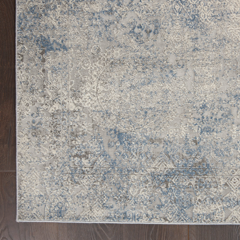 Nourison Rustic Textures RUS09 Ivory/Grey/Blue Painterly Indoor Rug