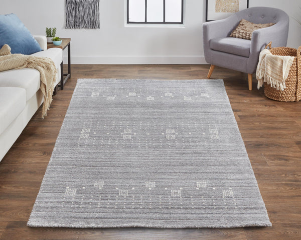 Legacy Contemporary Gebbah Rug, Warm Gray/Ivory, 5ft - 6in x 8ft - 6in Area Rug - Modern Rug Importers