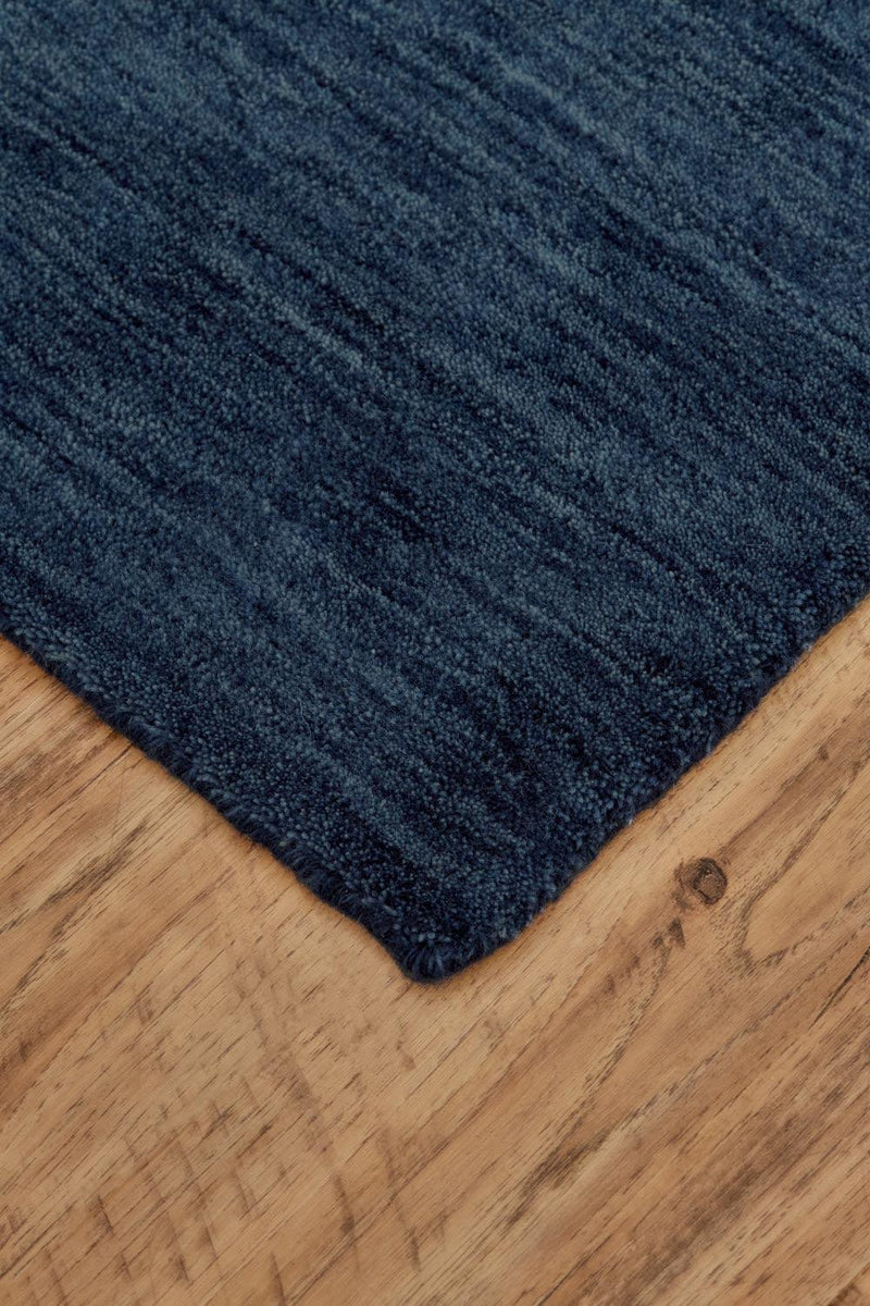 Luna Hand Woven Marled Wool Area Rug, Midnight Navy Blue, 9ft-6in x 13ft-6in - Modern Rug Importers
