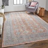 Marquette Traditional Persian Style Rug, Rust/Aegean Blue, 5ft x 7ft-2in Area Rug - Modern Rug Importers