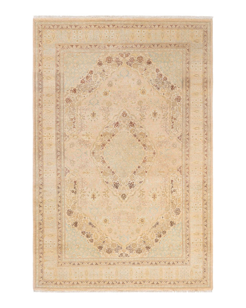 One-of-a-Kind Imported Hand-knotted Area Rug  - Beige, 6' 1" x 9' 1" - Modern Rug Importers